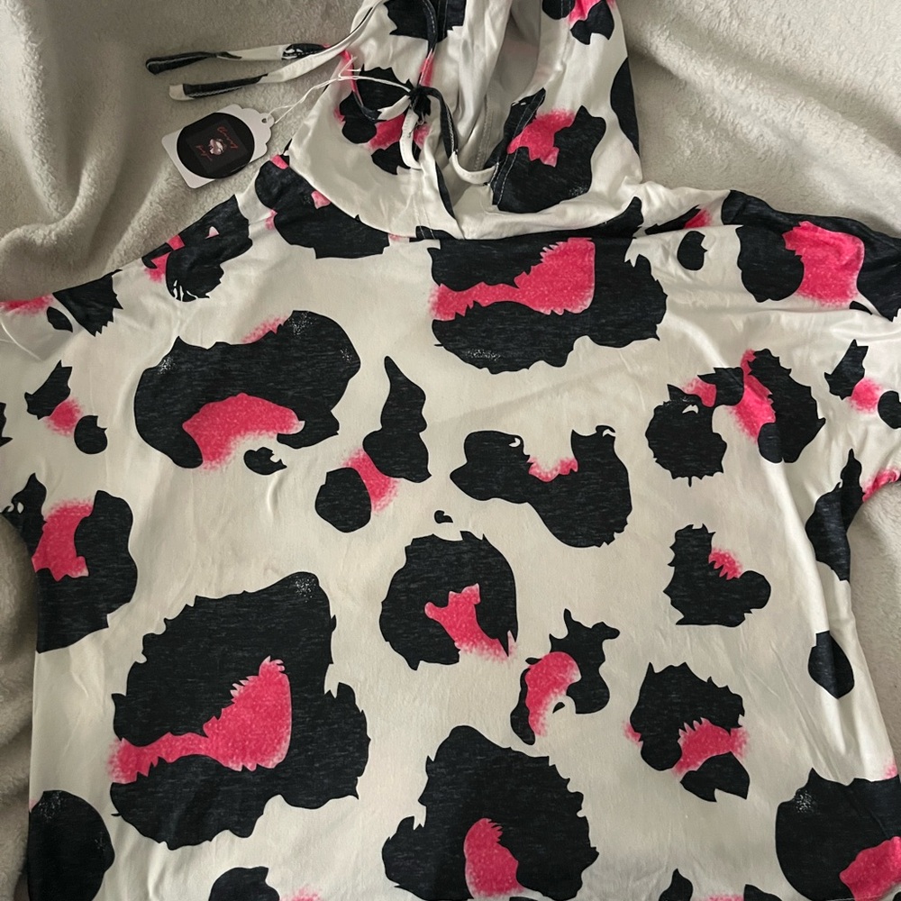 Black and Pink Animal Print Hoodie